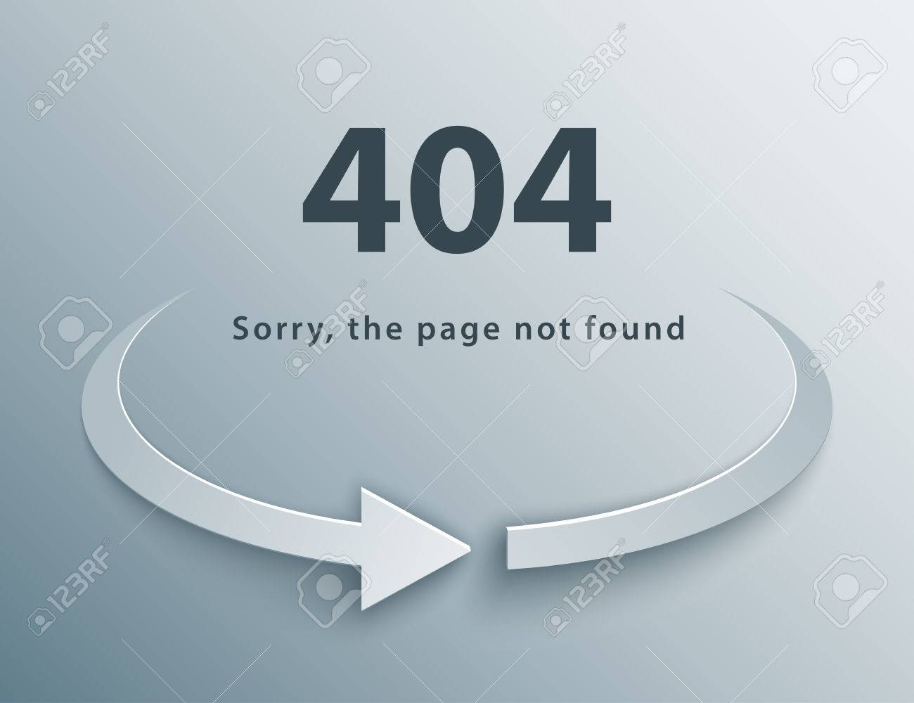 404 page not found template with reboot round arrow in 3d paper