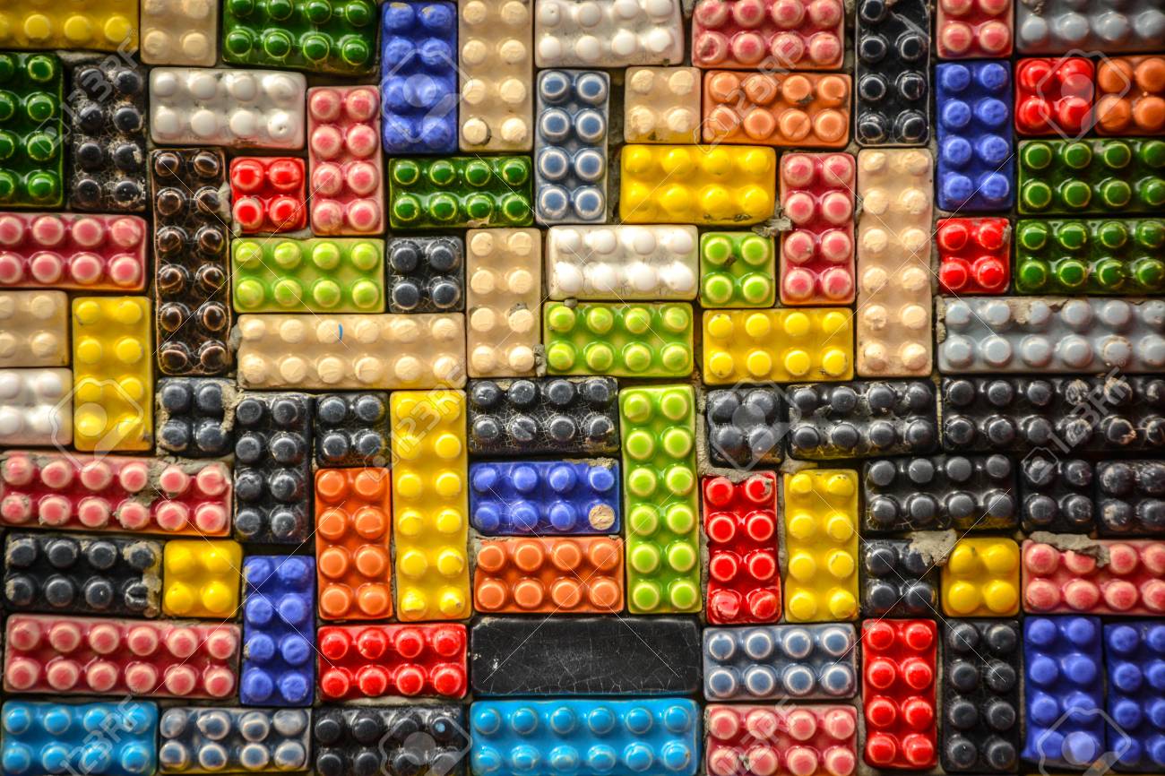 Colorido Ceramica Lego Bloquea La Textura De La Pared Y El Fondo