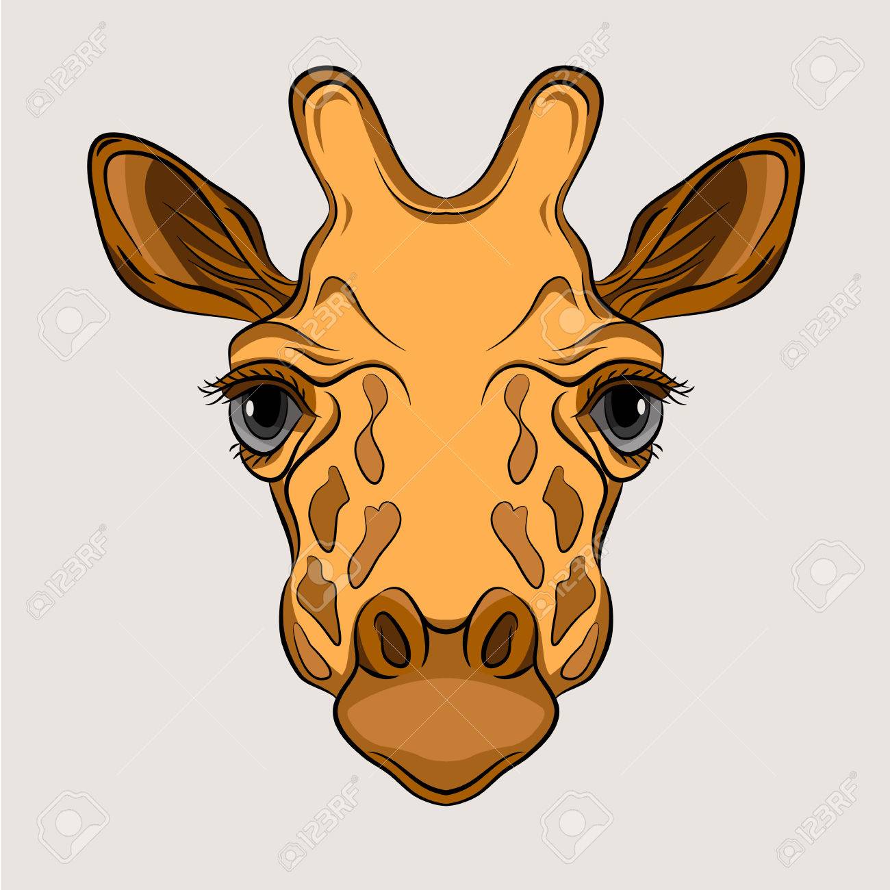 キリン頭顔 のイラスト素材 ベクタ Image