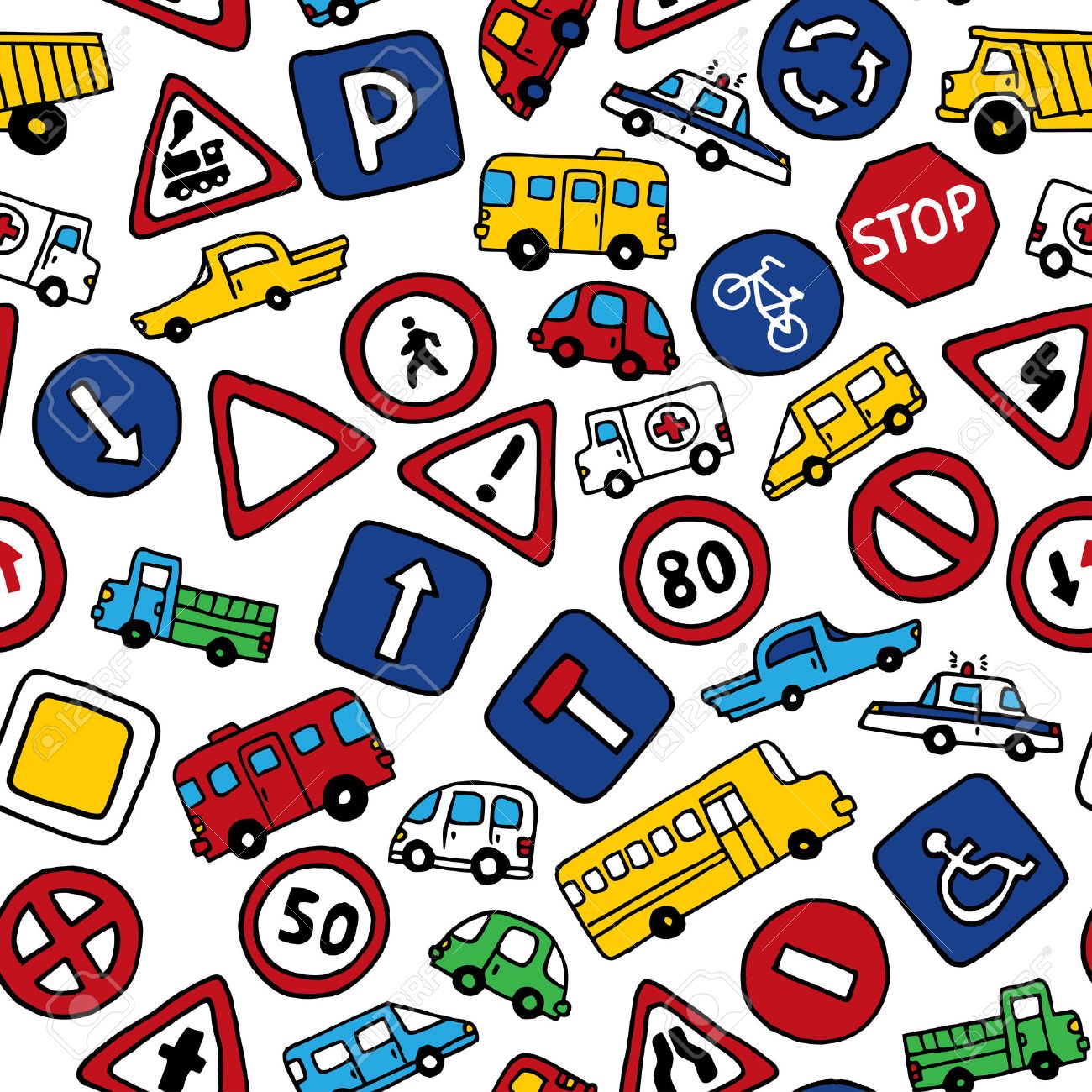 wallpapers Dibujos De Carreteras Para Niños modelo inconsutil de los signos garabatos carreteras y coches vector brillante fondo en el estilo de dibujos animados puede ser utilizado para los