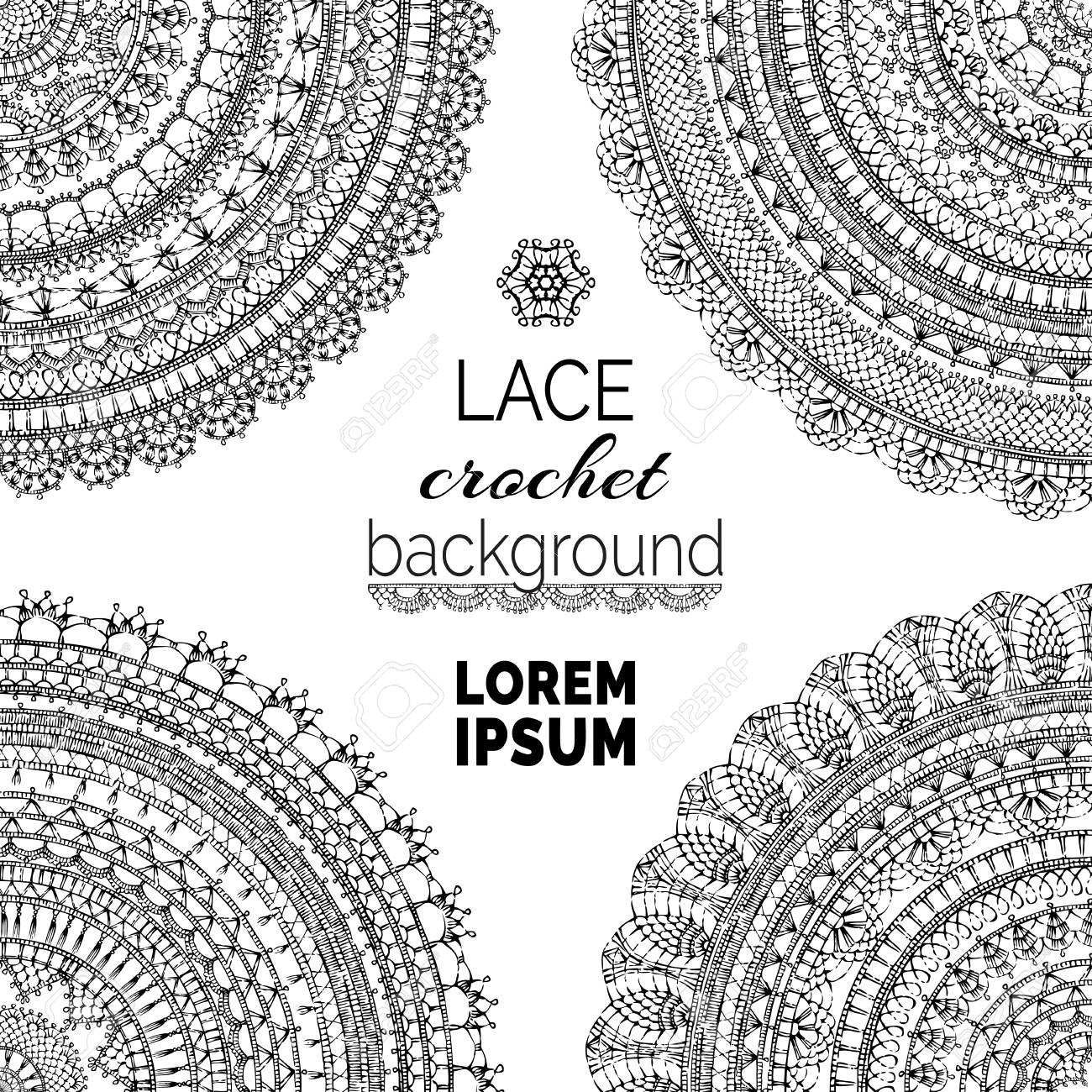 vector lace crochet background handmade ornate doilies sketch