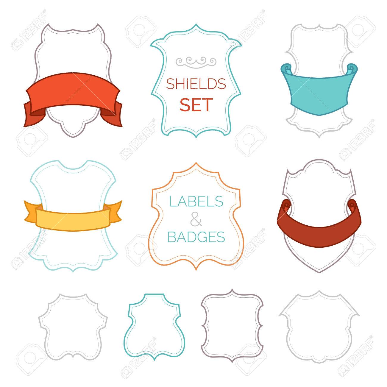 linear vintage borders frames tags labels designs isolated