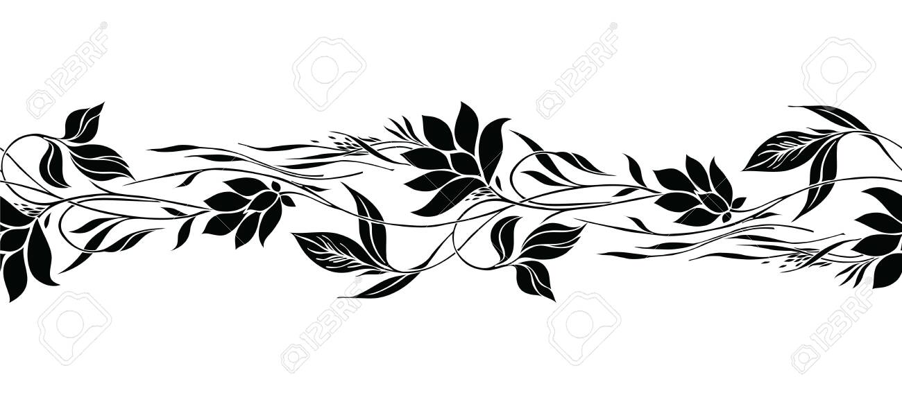 Seamless Black And White Flower Border Royalty Free Cliparts Vectors And Stock Illustration Image 134363600