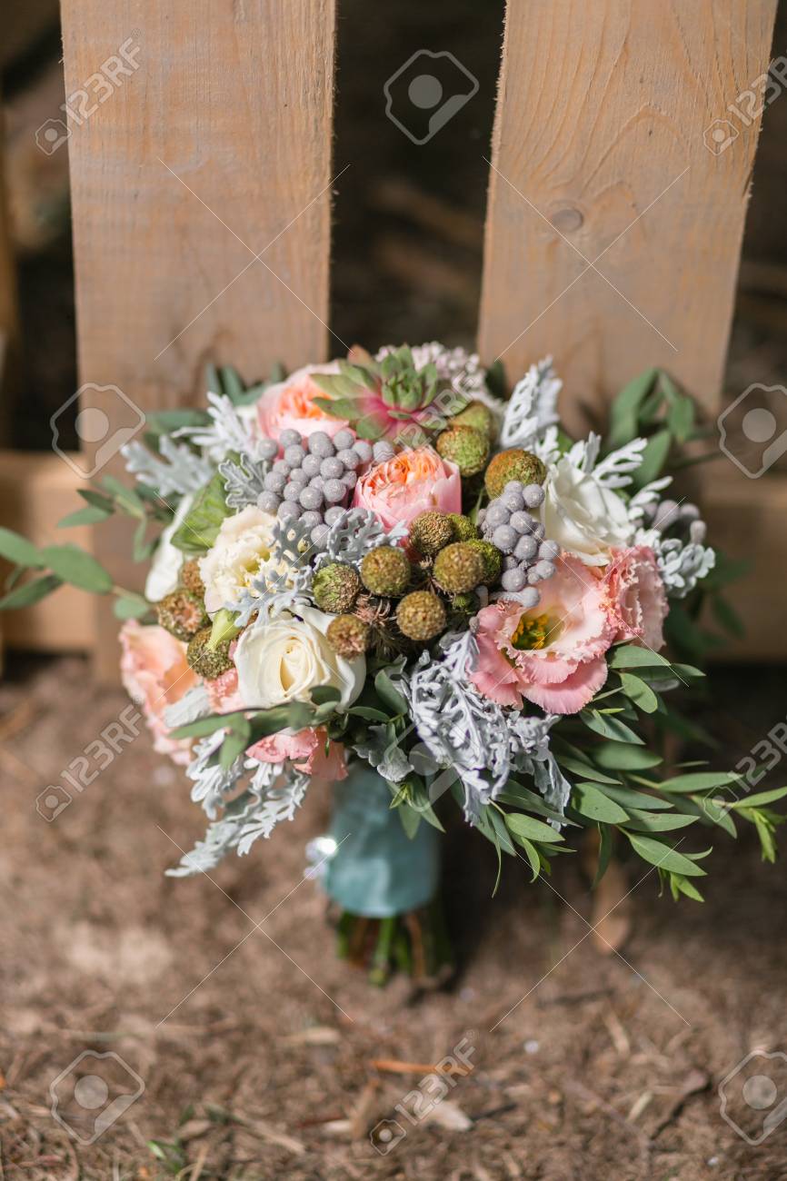 Wedding Bouquet Different Flowers Modern Bridal Bunch With Poppy