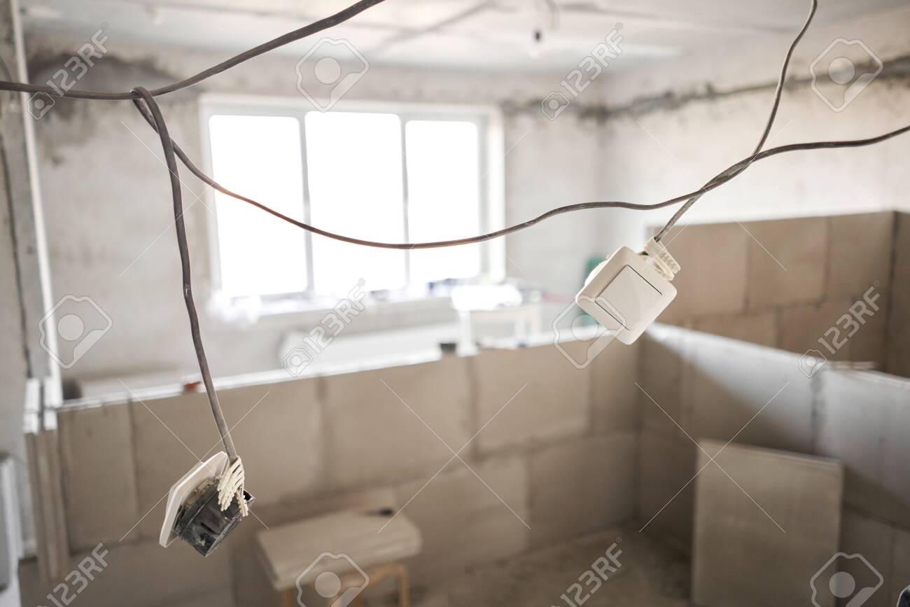 Selective Focus On The Wiring And Switches Construction Of Internal Stock Photo Picture And Royalty Free Image Image 142244066