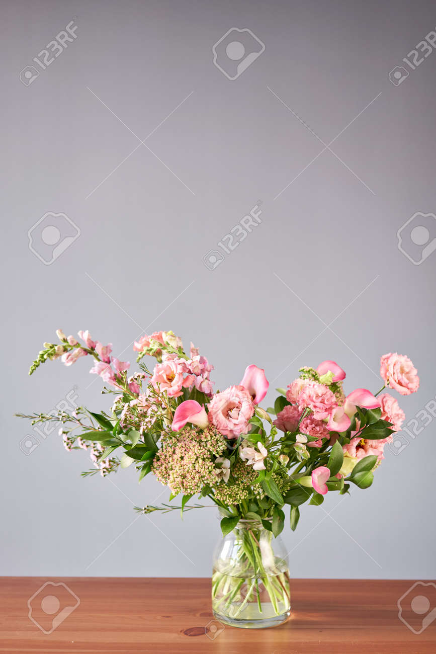 Bouquet 001 Finished Flower Arrangement In A Vase For Home Stock Photo Picture And Royalty Free Image Image 166067856