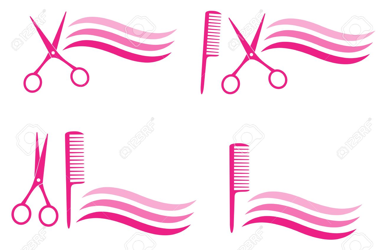 Ensemble D Elements De Conception Isoles Pour Salon De Coiffure Sur Fond Blanc Clip Art Libres De Droits Vecteurs Et Illustration Image 20307853