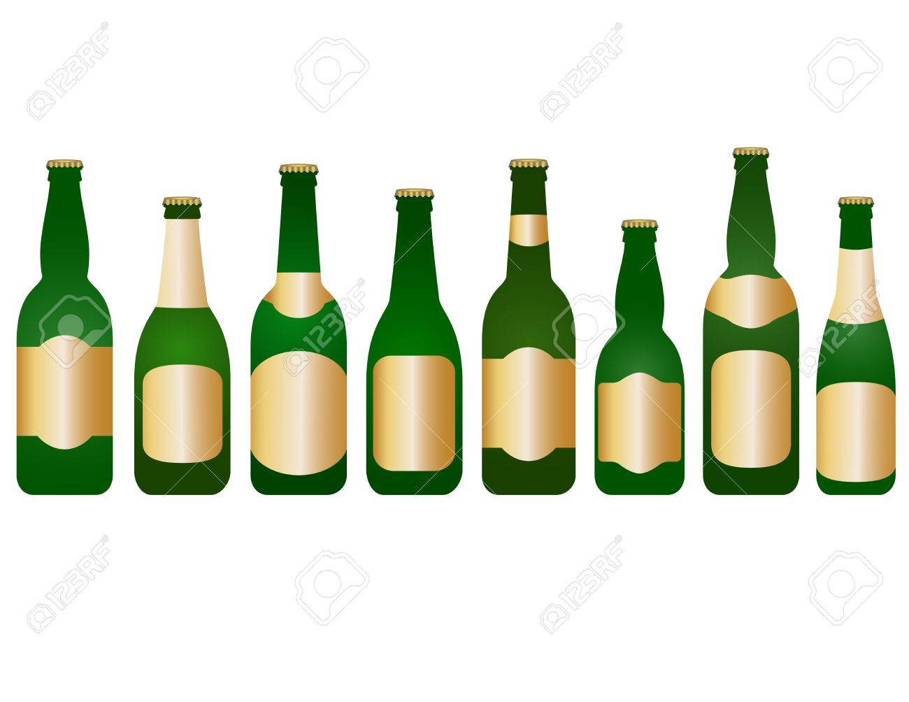 白い背景の上の空白のラベルと瓶ビールを設定します のイラスト素材 ベクタ Image