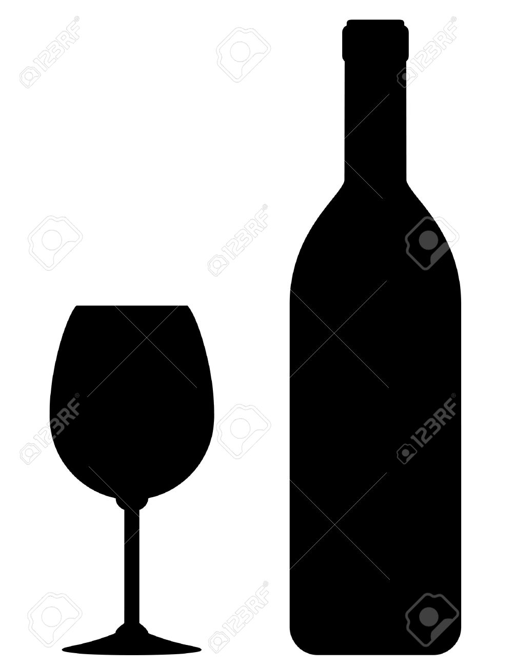 Black Wine Bottle And Glass Silhouette On White Background Royalty Free Svg Cliparts Vectors And Stock Illustration Image
