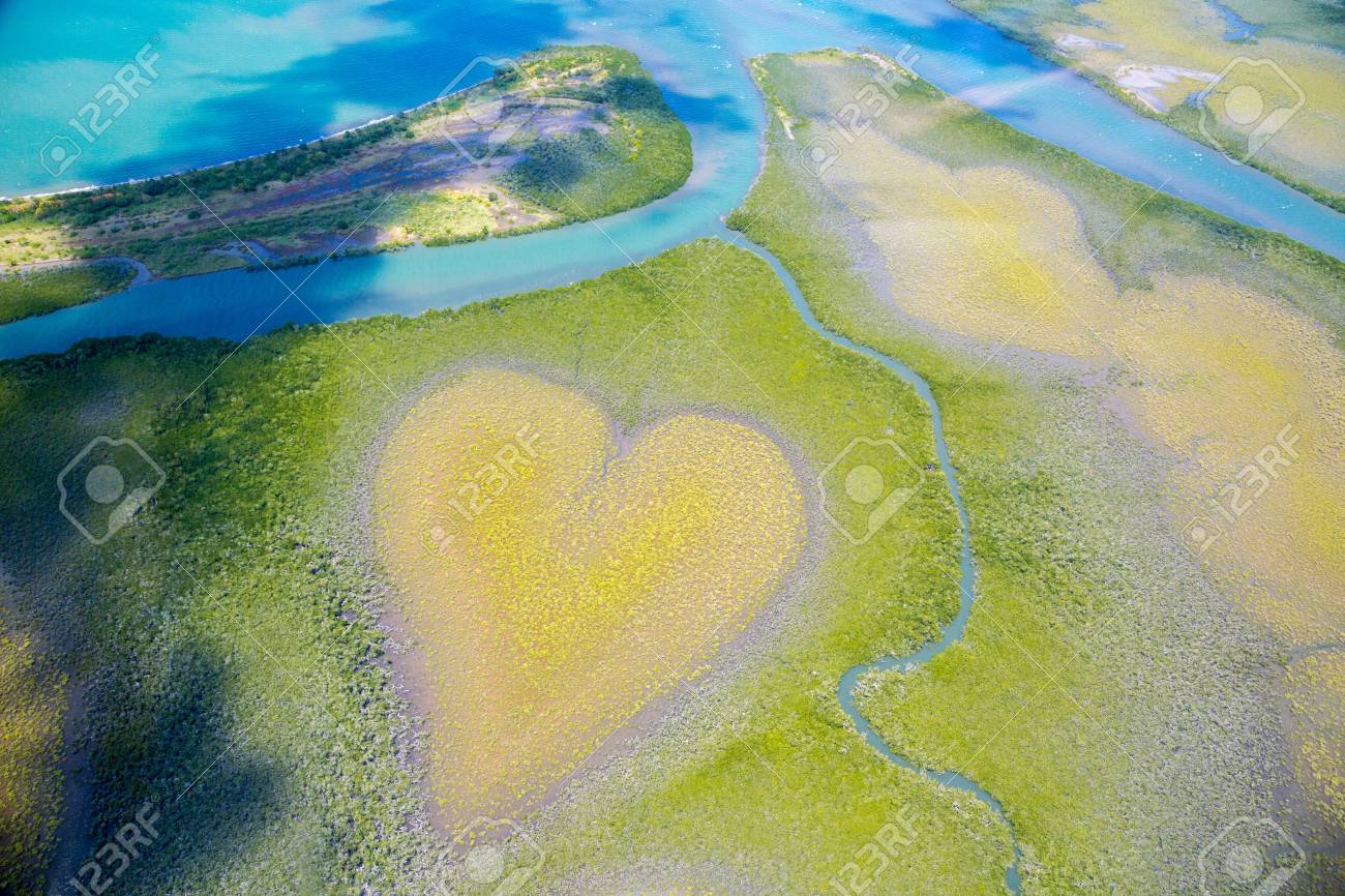 Heart of Voh, aerial view, formation of mangroves vegetation resembles a heart seen from above, New Caledonia, Micronesia, South Pacific Ocean. Heart of Earth. Earth day. Love life, save environment - 114246102 Heart of Voh, aerial view, formation of mangroves vegetation resembles a heart seen from above, New Caledonia, Micronesia, South Pacific Ocean. Heart of Earth. Earth day. Love life, save environment - 114246102