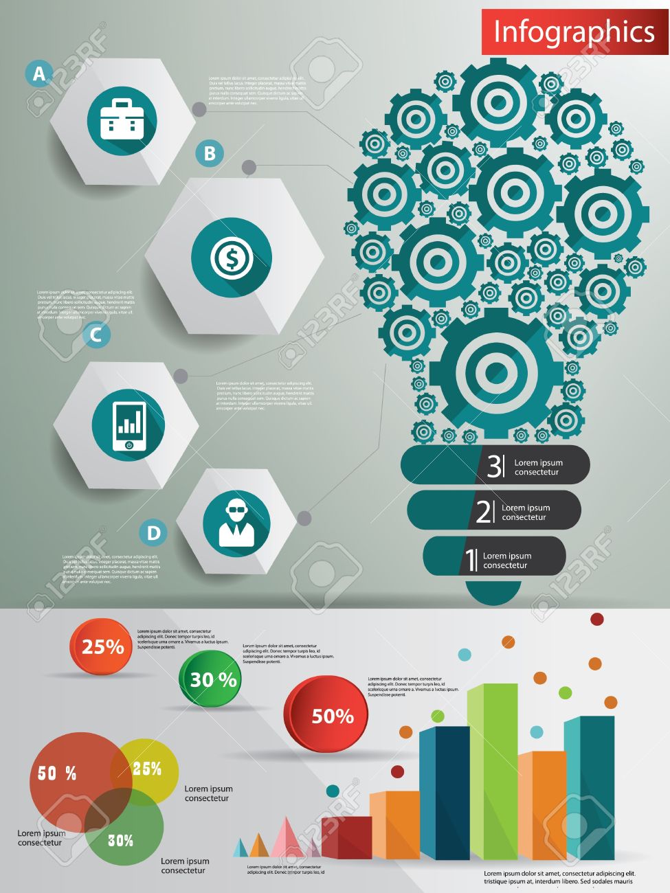 電球 アイデア デザイン インフォ グラフィック デザイン ビジネス コンセプト ベクトル のイラスト素材 ベクタ Image