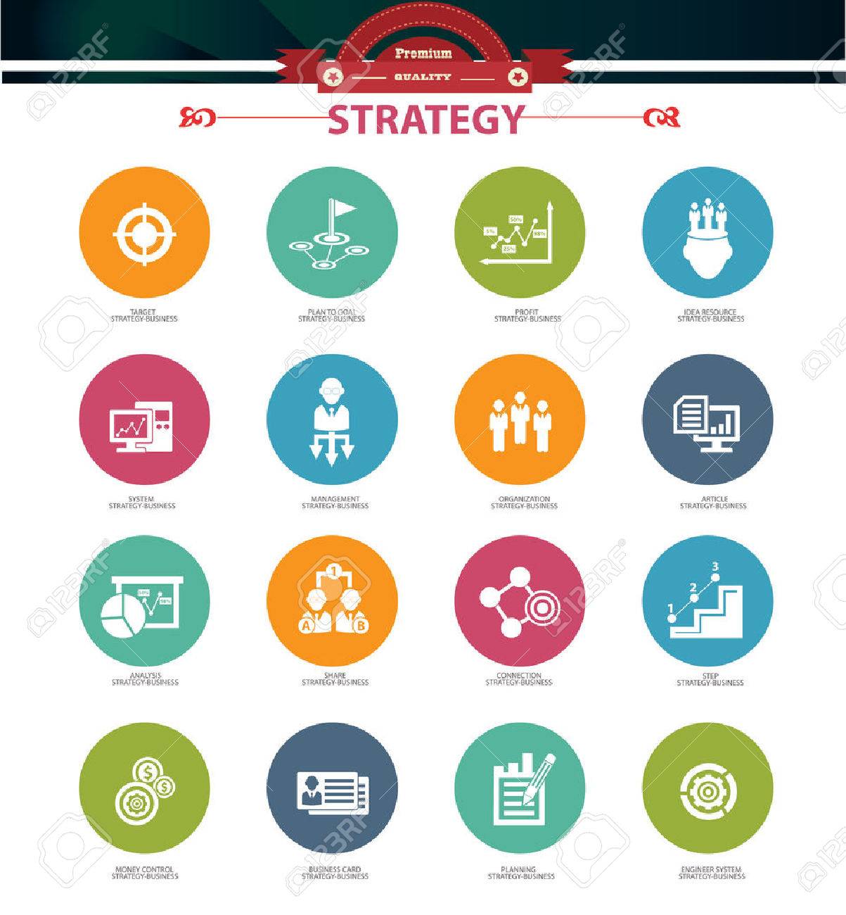 戦略ビジネス コンセプト アイコン カラフル バージョンのイラスト素材 ベクタ Image
