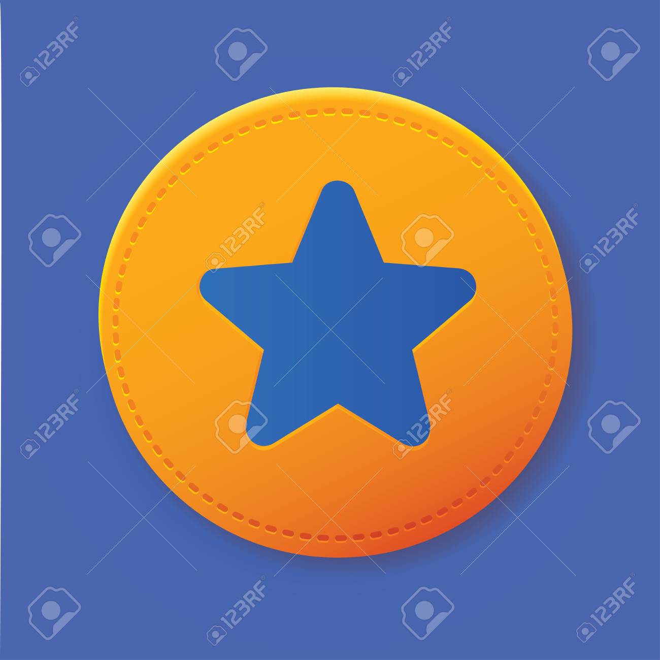 黄色のボタンに星がきれいのイラスト素材 ベクタ Image