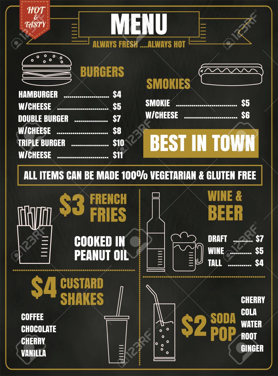 restaurant menu design elements with chalk drawn food and drink restaurant menu design free