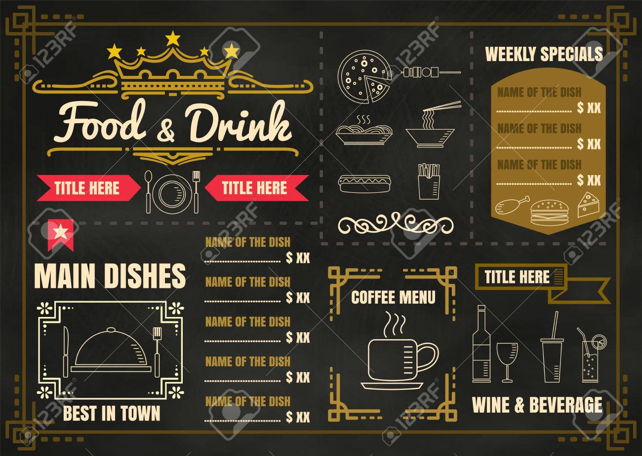 ヴィンテージ フードメニュー黒板 値下げ不可 黒板の背景を持つ