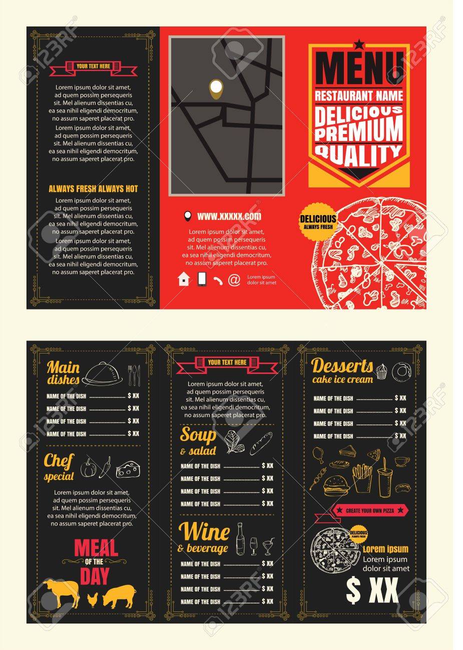 vintage restaurant menu design pamphlet vector template chalkboard