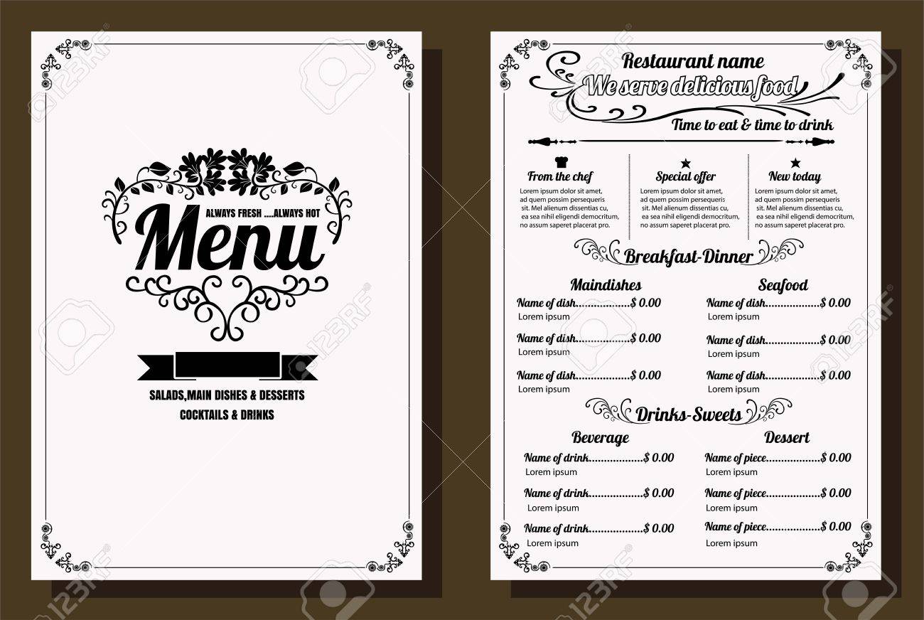restaurant food menu vintage design with chalkboard background