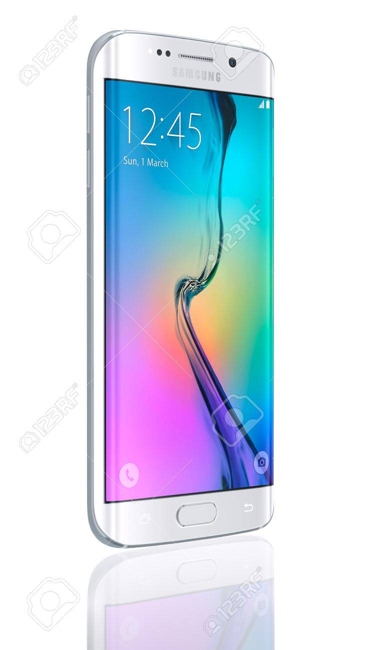 Samsung Galaxy S6 Edge Ist Das Erste Gerat Mit Dual Gebogenem Glas Display Lizenzfreie Fotos Bilder Und Stock Fotografie Image