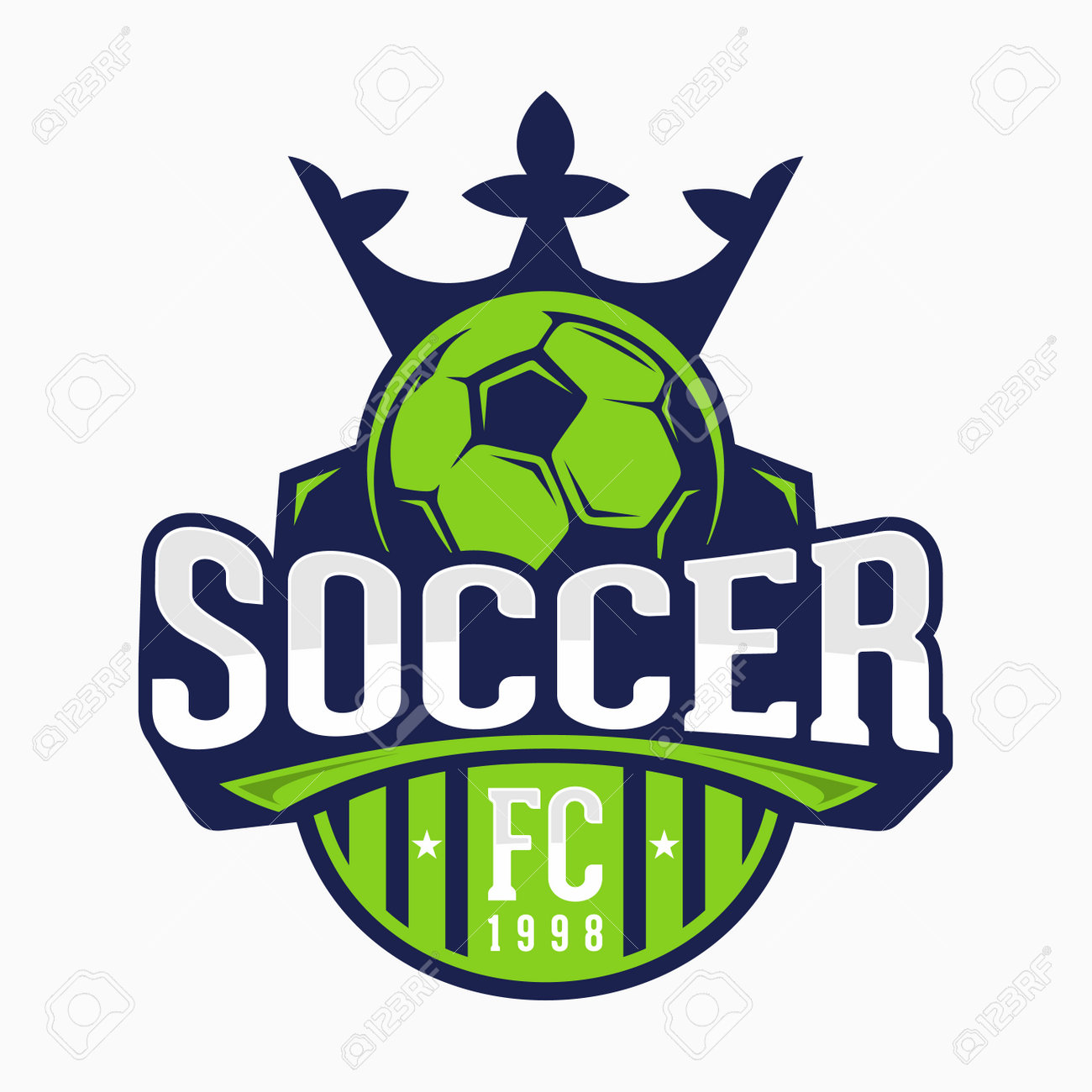 Soccer Team Logo Or Football Emblem Logo With Crown. Vector Illustration  Клипарты, SVG, векторы, и Набор Иллюстраций Без Оплаты Отчислений. Image  198145389