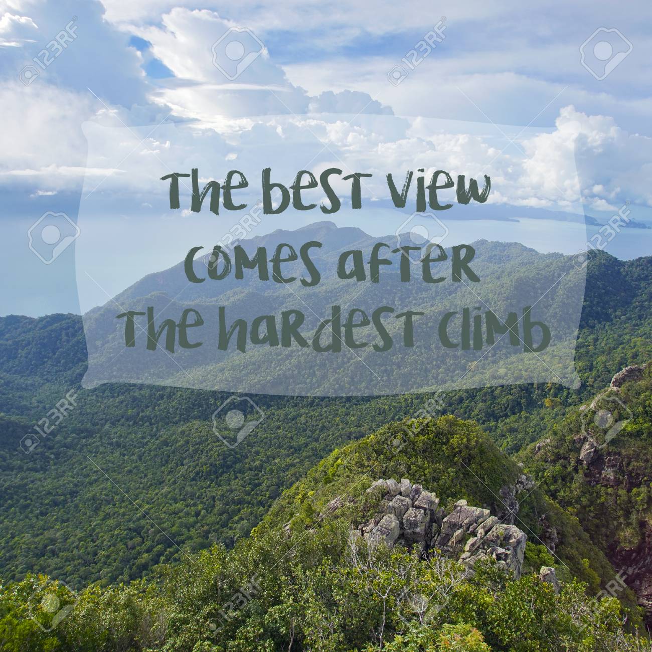 Citation De Motivation Inspirante La Meilleure Vue Vient Apres La Montee La Plus Difficile Sur Fond De Nature Banque D Images Et Photos Libres De Droits Image