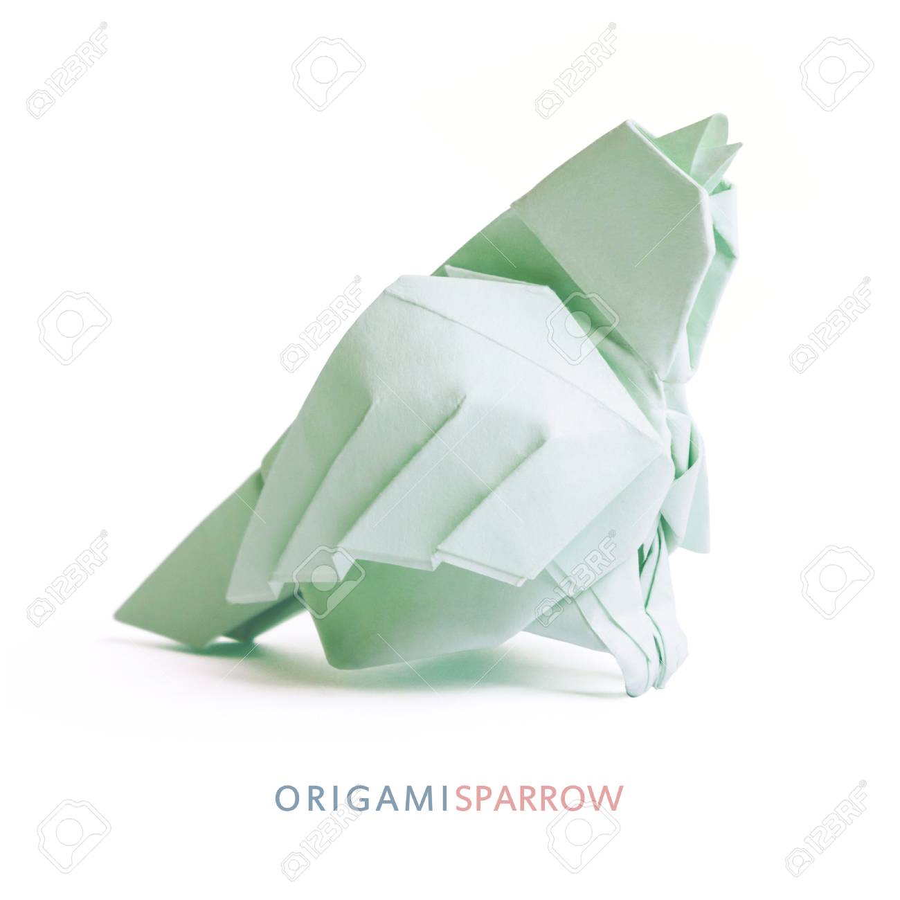 紙折り紙アート雀鳥パステル カラー 白の背景に の写真素材 画像素材 Image