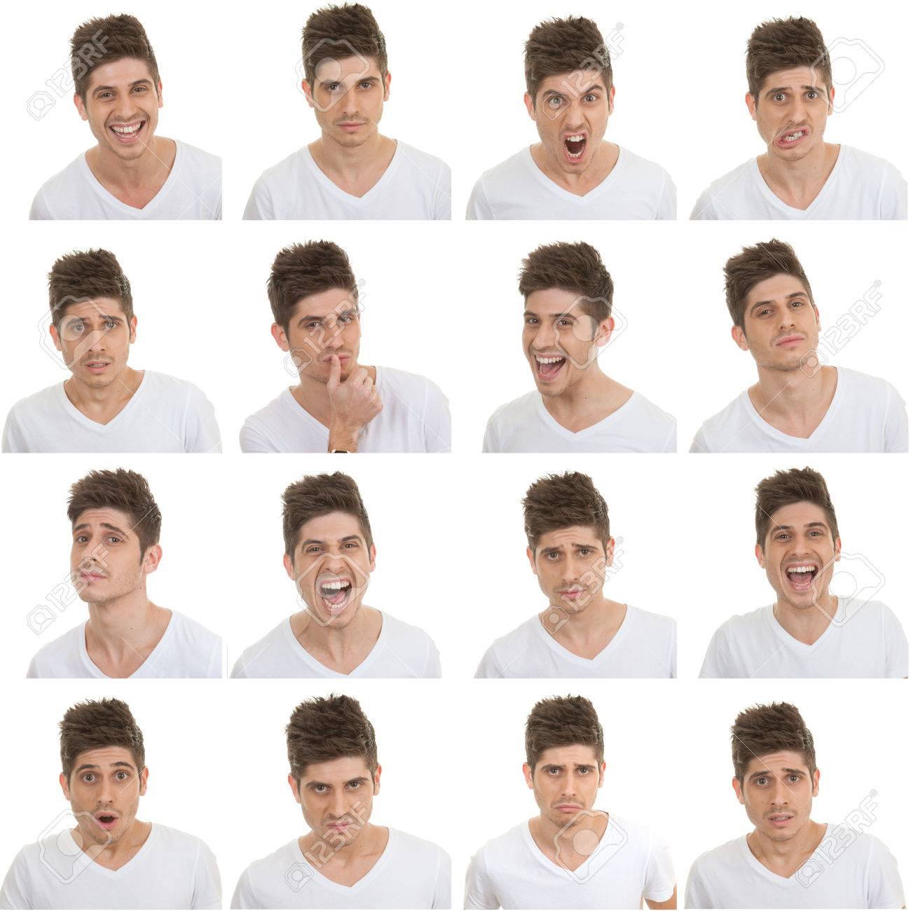 男性顔の表情のセット の写真素材 画像素材 Image