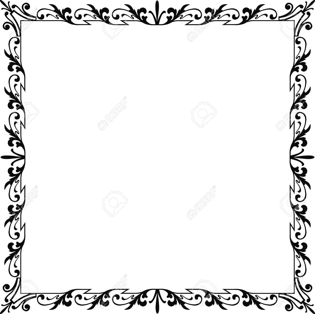 Historical Frame In Black With Floral Ornaments In Square Format Free Scalable Image Royalty Free Cliparts Vectors And Stock Illustration Image