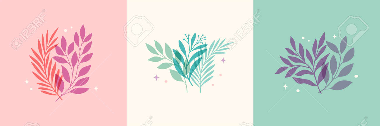 Vector modern floral arrangement background. Cute delicate botanical illustration with leaves and plants. - 168265269 Vector modern floral arrangement background. Cute delicate botanical illustration with leaves and plants. - 168265269