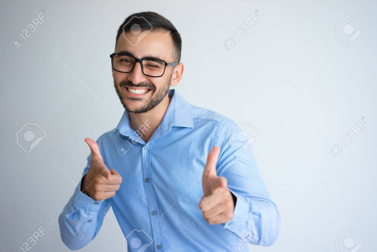 Happy Man Winking And Pointing At You Stock Photo, Picture and Royalty Free  Image. Image 92815903., image size:1300x867