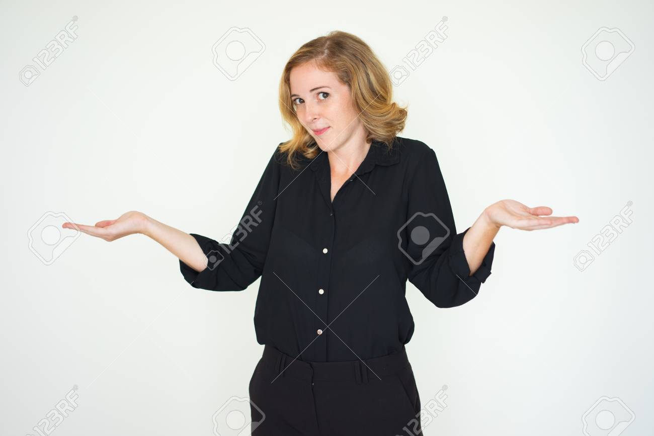 肩をすくめる女性を誤解する の写真素材 画像素材 Image 肩をすくめる女性を誤解する の写真素材 画像素材 Image
