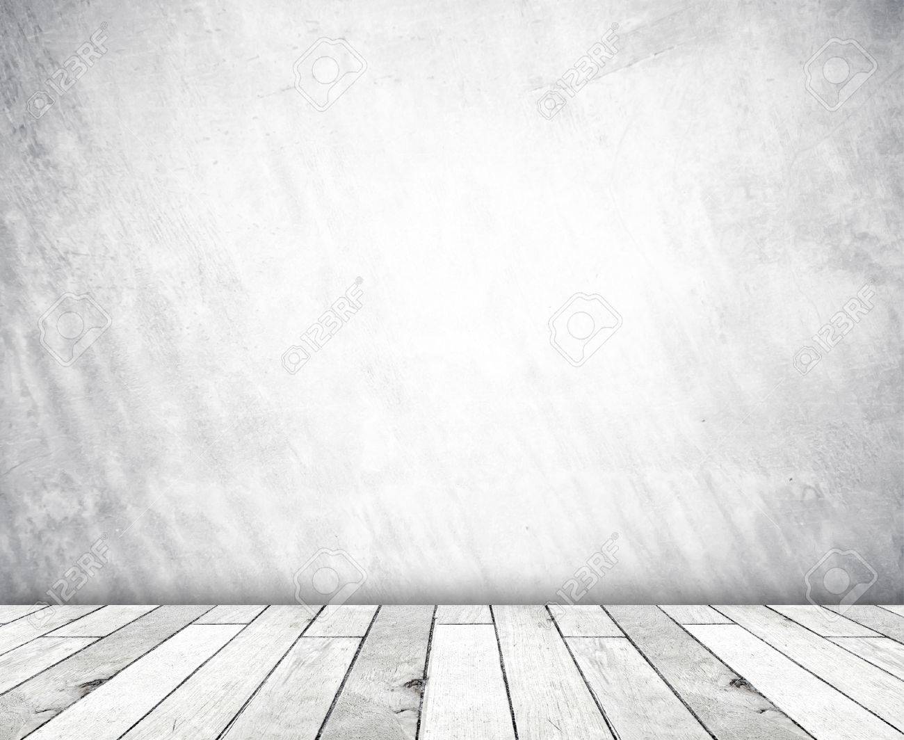 stock photo white cement wall and old wood floor empty perspective room in light tone floor46 perspective