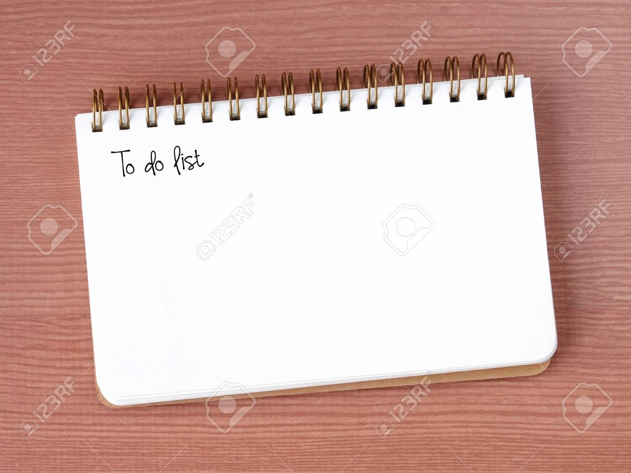 to do list on blank notebook background template top view stock