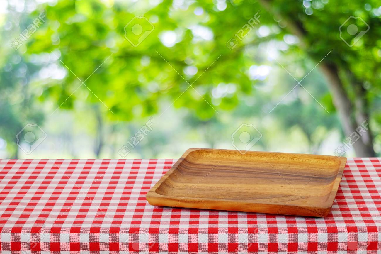 empty wooden tray on