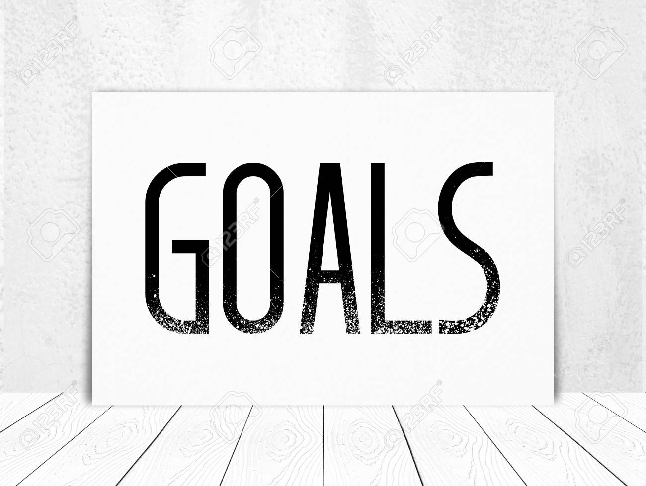 goals on blank white poster board background sucess in business