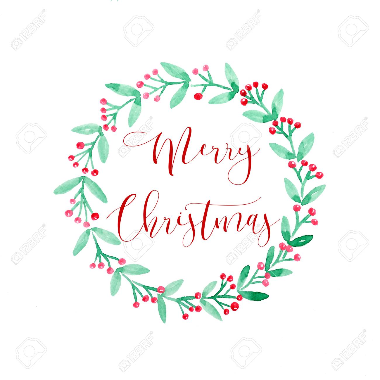 Aquarelle De Guirlande Joyeux Noel Dessin Sur Fond De Papier Blanc Fond De Carte De Voeux De Noel Banque D Images Et Photos Libres De Droits Image 8746