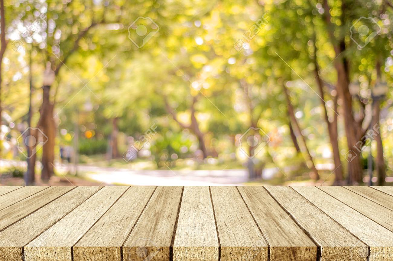 Blurred Nature Background Empty Wooden Table Over Blur Nature Stock Photo Picture And Royalty Free Image Image