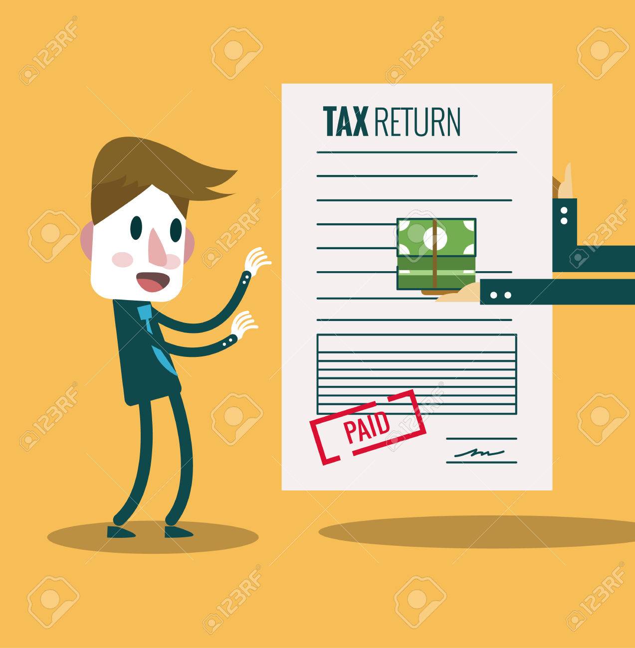 businessman get paid bill and money return tax return concept