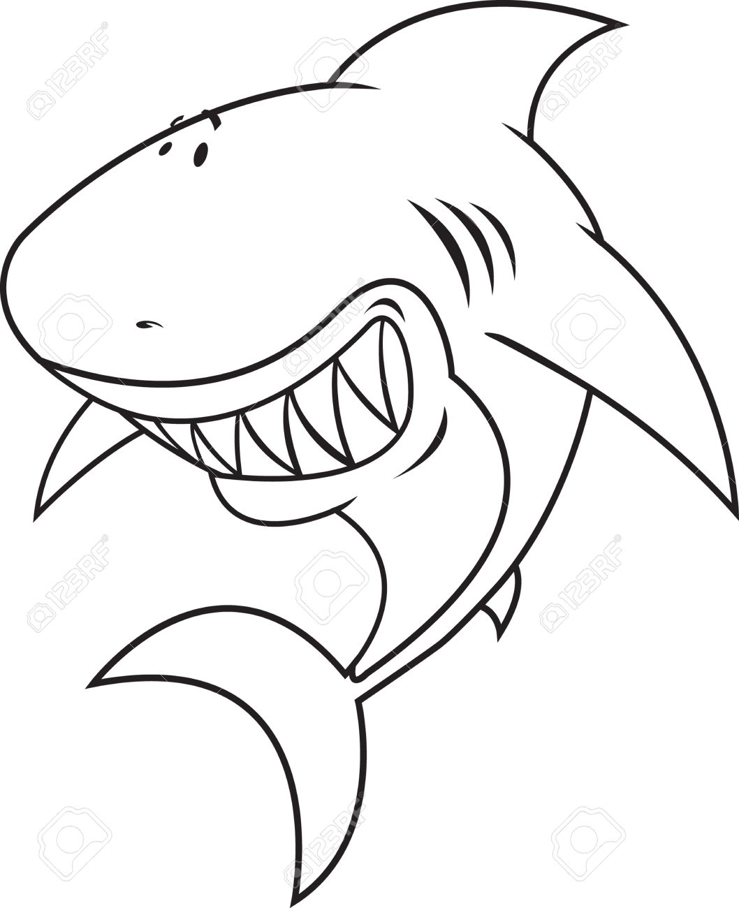 Great White Shark Coloring Book Illustration Royalty Free Cliparts - Great White Shark Coloring Book Illustration Royalty Free Cliparts