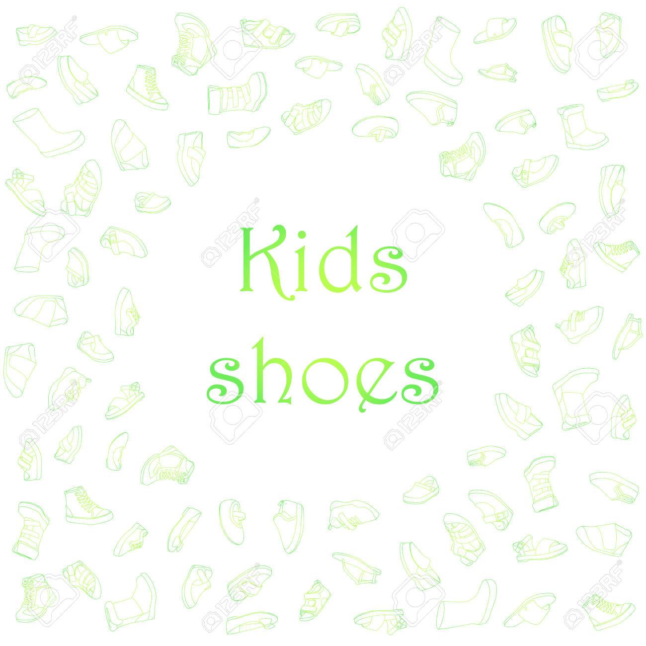 kids shoes set collection of fashion footwear poster with stock baby girl poster