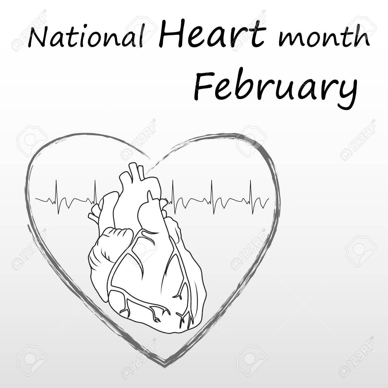 Heart Health Poster, Banner, Design Template. National Heart Day, February.  Anatomy Heart Image, Heartbeat. Medical Flat Outline Vector Illustration.  Royalty Free SVG, Cliparts, Vectors, and Stock Illustration. Image  122103014., image size:1300x1300