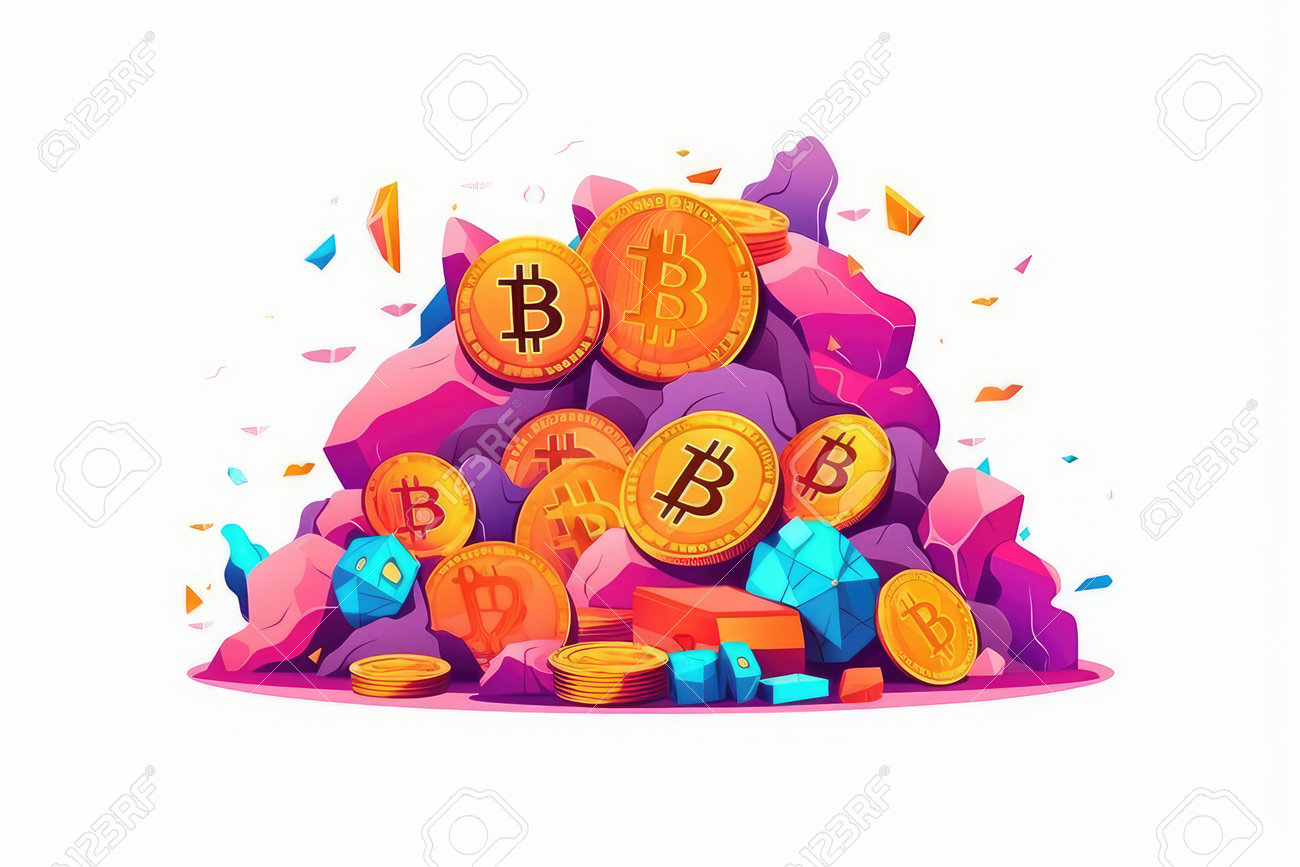 ビットコインと宝石。暗号通貨、デジタルマネー。ベクターイラストの写真素材・画像素材 Image 207280631