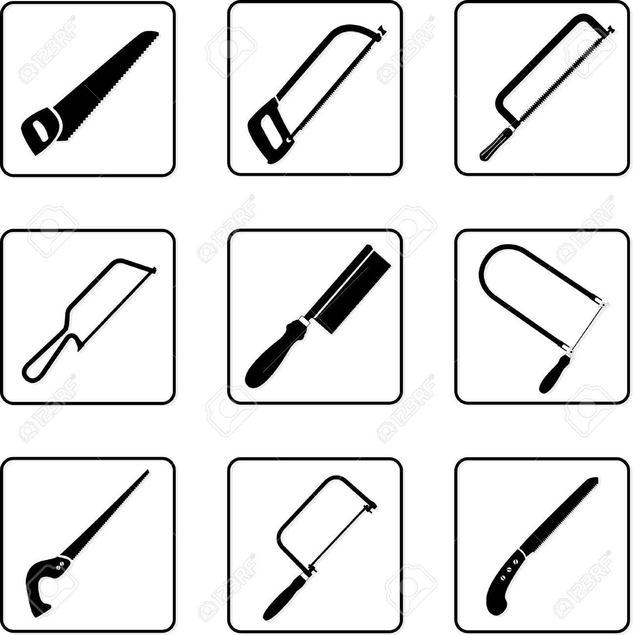 のこぎりし 黒と白のシルエットをのこぎりのイラスト素材 ベクタ Image