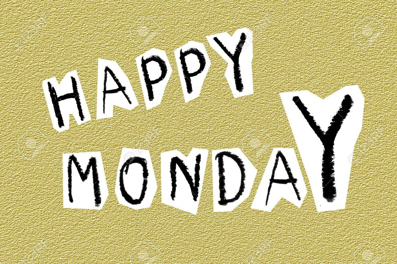 ハッピー テキストにグランジ月曜日黄色のイラスト背景 の写真素材 画像素材 Image