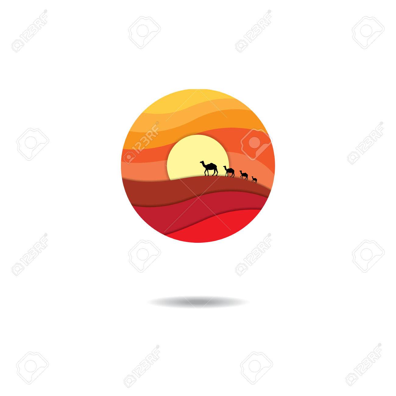 Isolated Abstract Desert Logo In White Background. Showing Sand Dune, Sun  And Camels Royalty Free SVG, Cliparts, Vectors, and Stock Illustration.  Image 44542342., image size:1300x1300