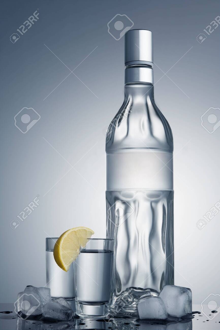 Download Embossed Vodka Bottle With An Empty Label With Space For Text Stock Photo Picture And Royalty Free Image Image 148543153