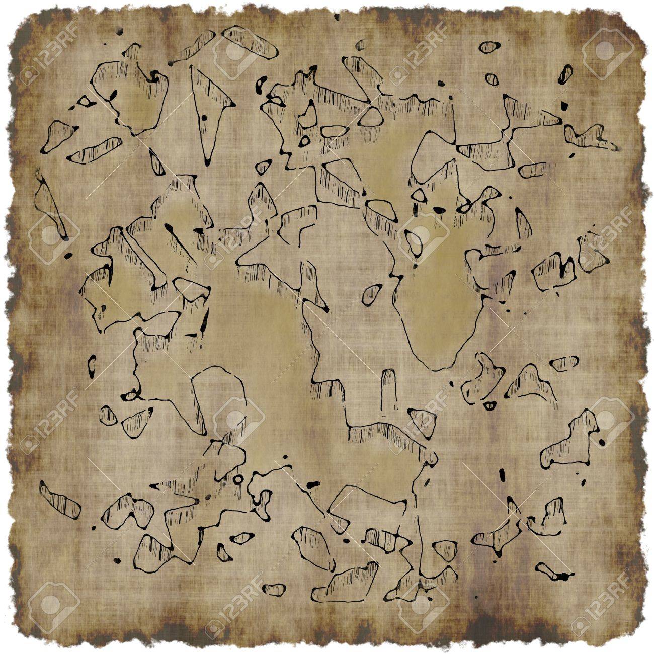1 つボロボロと引き裂かれた古いファンタジー洞窟または地下牢の地図パーチメント紙 の写真素材 画像素材 Image