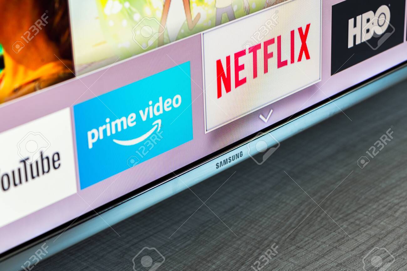 MADRID, SPAIN - AUGUST 13, 2018. Samsung Smart TV With Video.. Stock Photo, Picture And Royalty Free Image. Image 131612705.