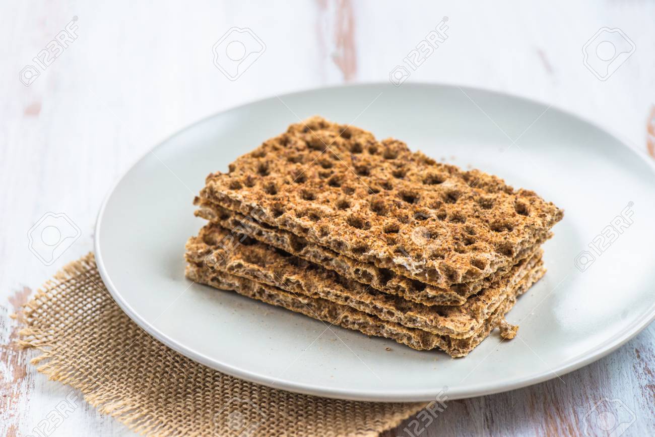 Healthy Snack From Wholegrain Rye Crispbread Crackers On The Stock Photo Picture And Royalty Free Image Image 73199709