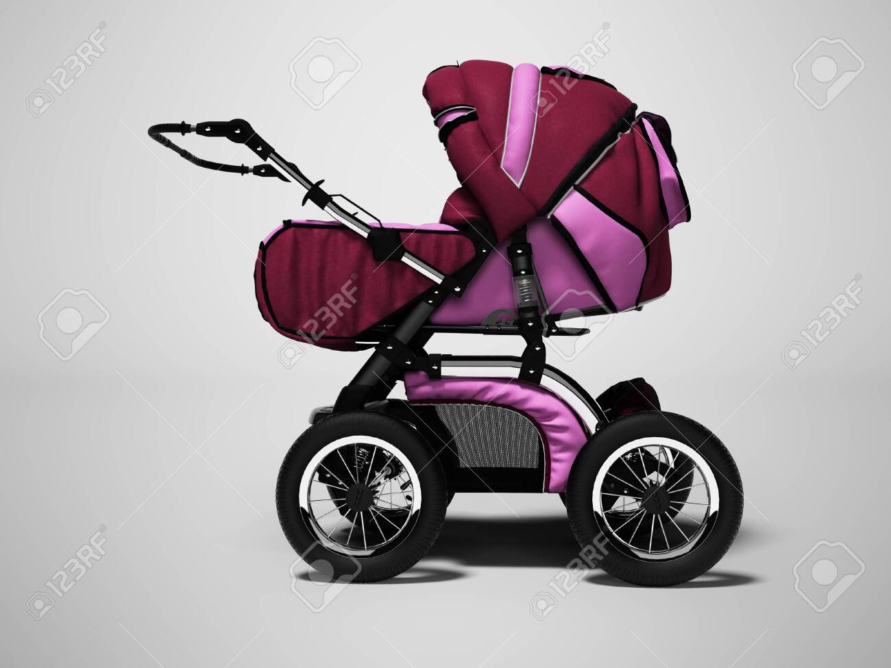 grey and pink stroller