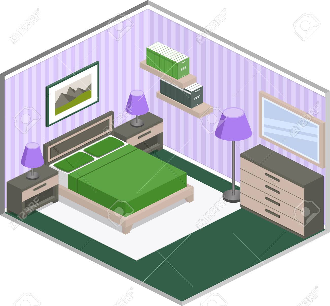 modernes interieur design farben, modernes schlafzimmer design mit möbeln im violetten und grünen, Design ideen